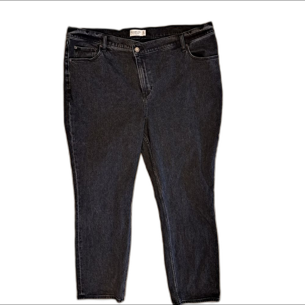 Abercrombie & Fitch The 90's Slim Straight Ultra High Rise Black Denim Jeans 35